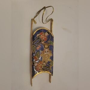 Vintage Cloisonné Enameled Christmas Sleigh Ornament